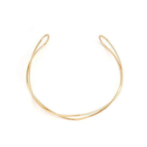 Vintage fil de métal Torques RAS de cou collier femmes collier Punk or couleur ouvert manchette réglable chaîne Grunge bijoux Steampunk hommes