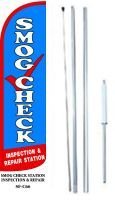Smog Check Inspection and Repair Station King Windless Flag Sign with Complete Hybrid Pole Set