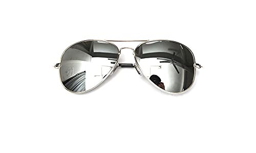 lunettes de soleil aviateur mixte hype hypster urbain mode ville habillé star unisexe femmes hommes (monture argent/verres miroir neutre)