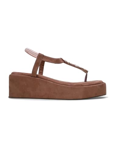 Image of TRYME T-Strap Embellished Wedges Heel Sandals for Women | Soft Suede Comfort Slip-On Sandals for Wedding, Festive & Elegant Styling