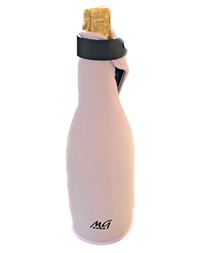 MGKolbe® Elegante Kühlflasche Champagner Neopren Flaschenhalter Futter Erfrischt Prosecco Sekt, kalt und eiskalt ohne Eis und Kühler Kühlflasche (750 ml Weiß)