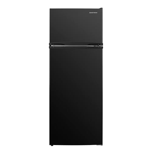 Image of West Bend Apartment Refrigerator Freestanding Reversible Dual Doors Full Fridge with Freezer, Full-Range Temperature Control with Adjustable and Removable Door Bins and Shelves, 7.5-Cu.Ft, Black