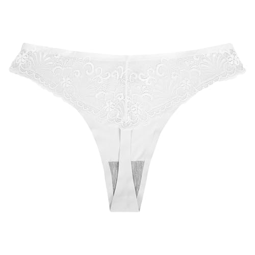 Tangas Algodon Plus Size Girls Sexy Lace Thong Girls T Pants Ice Silk Traceless Waisted Tanga Culotte Mujer Tangas Mujer Pack Invisibles (White, XL)