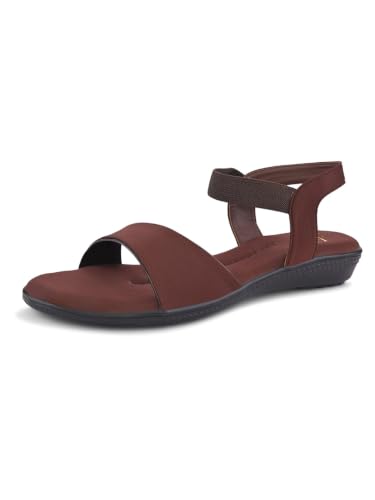Image of XE Looks Brown Flat Sandals for Women | Broad Front Strap with Secure Back Support | Minimalist Casual Design | Lightweight & Comfortable For Girls