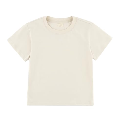 Image of Toddler Kids Short Sleeve Crew Neck T-Shirt Pullover, Loose Fit Casual Basic Tees for Boys Girls 2-8 Years