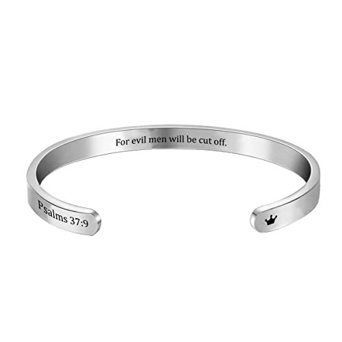 Image of CoolJewelry Bible Cuff Bangle Blank Cuff Bracelet Stainless Steel Engraved Bracelets Cuff Inspirational Personalized Gifts for Wom COA BRX FA 532 A22 0