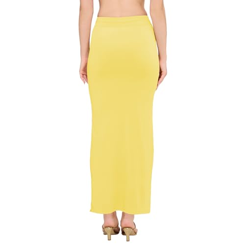 Image of DESI GIRL Satin Shimmer Stretchable Saree Shapewear Petticoat with Drawstring for Women | Mermaid fit Saree Petticoat with Side Slit for Easy Movement | Saree Shaper | Long inskirt
