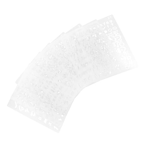 8個アルファベット絵テンプレート エアブラシ用ステンシル プラスチック 白色 壁用 デザインクラフト