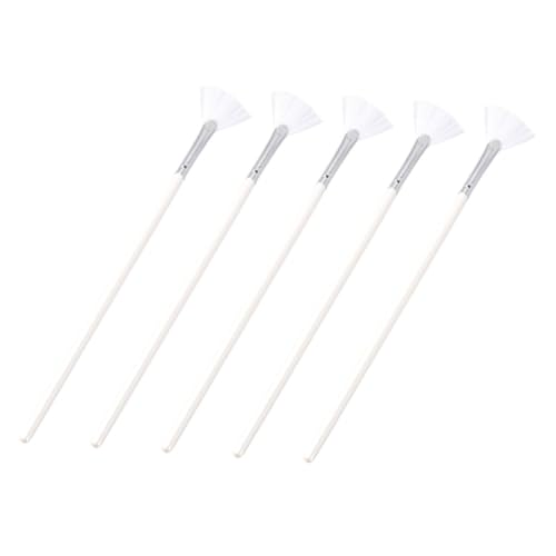 LIFKOME 5pcs Nylon Makeup Mask Brush Fan Shape Face Mask Applicators for Mud Compact Portable Brush Set for Travel