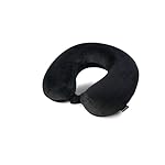 Brookstone Travel Neck Pillow - Lightweight Fleece Casing U-Shaped Stuffable Memory Foam Travel Pillow for Sleeping and Neck Support, Black