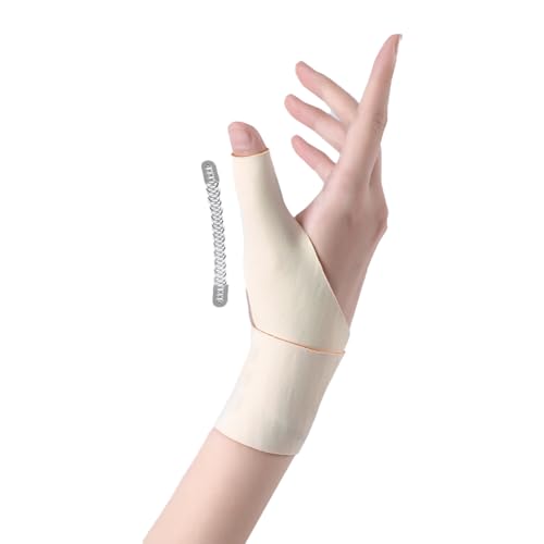 手首 親指 サポーター 薄手 軽量 【理学療法士監修xアップグレード二重圧力】0.99mm 11g 圧力調節 スポーツ テニス バドミントン 育児 家事 パソコン/スマホ操作 日常の活動 男女(肌色 右手 親指囲サイズ6〜7.5cm)