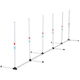 Caviresta Dog Weave Pole Agility Equipment – 6 Adjustable PE Poles (1in), 129in Max Length, White, Space-Saving Foldable Build, Includes 600D Oxford Storage Bag