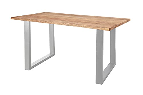 SAM Baumkantentisch 120x80cm Marek, Sheesham-Holz naturbelassen, Esstisch mit echter Baumkante, massiver Esszimmertisch mit U-Gestell Silber, Tischplatte 26mm SAM Baumkantentisch 120x80cm Marek, Sheesham-Holz naturbelassen, Esstisch mit echter Baumkante, massiver Esszimmertisch mit U-Gestell Silber, Tischplatte 26mm