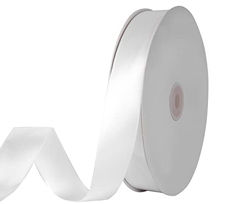 7/8 inch Double Faced White Satin Ribbon 25 Yards for Gift Wrapping Wedding Decoration Bows Making Sewing DIY Crafts