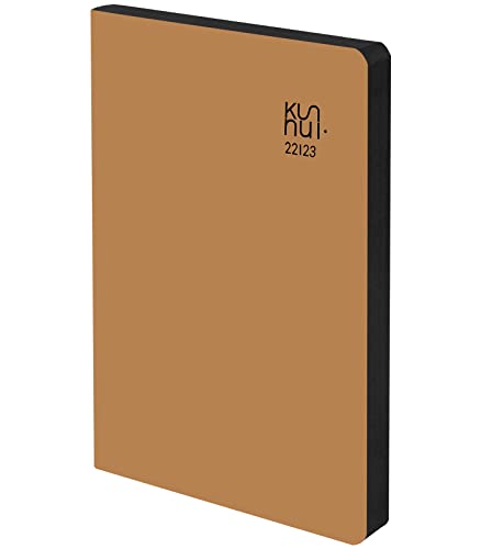 Agenda 2022 2023 - Cuero Regenerado - Clay - Semana Vista - Tamaño A5-15 x 21 cm - Idioma: Español - Inglés - Incluye dos cintas de registro y pegatinas – Kunnui