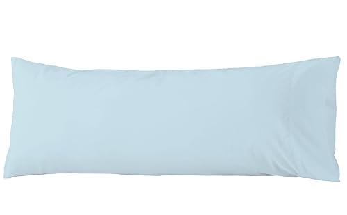 WhatsBedding Body Pillow Cover Cotton Fabric, Long Pillowcase Breathable & Skin-Friendly, Envelope Closure - Light Blue (20x54 inch)