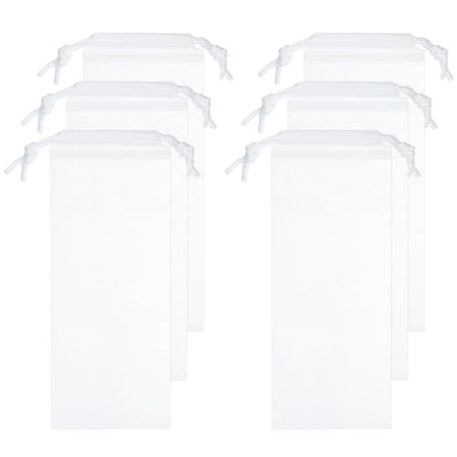 sourcing map 6pcs Umbrella Bags 11.8x4.7 Wet Umbrella Sleeve Cover Reusable Folding Umbrella Storage Bag with Drawstring for Folding Travel Umbrellas, White