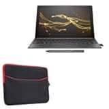 BoxWave Case Compatible with HP Spectre x2 (Y3U25AV_1) - SoftSuit with Pocket, Soft Pouch Neoprene Cover Sleeve Zipper Pocket - Jet Black with Red Trim