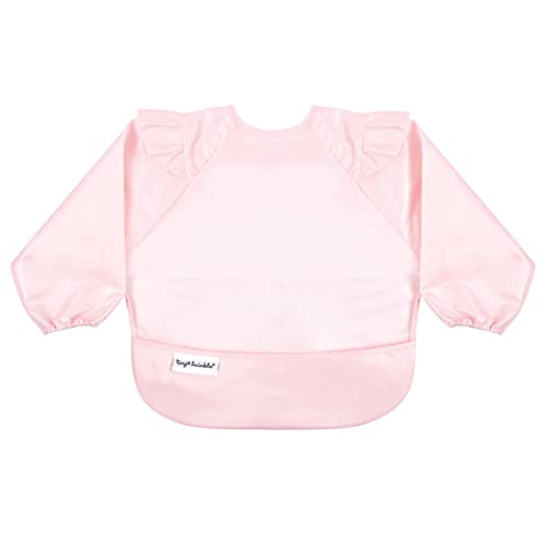 Image of Tiny Twinkle Mess Proof Baby Bib|Waterproof Smock Bib for Eating,Machine Washable Full Sleeve with Pocket(Rose, Small 6-24 Months)