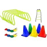 Combo - 6 pc Hurdles (6 inch), 6 pc 6 Inches Stacking Cones, 10 Pc Space Markers and 1 Pc Agility Ladder (4 M) - Multi Color-picture-31