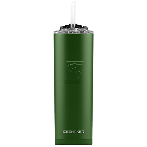 Ice Shaker Water Bottle: Ultimate Insulated Protein Mixer for Active Lifestyles 4 Ice Shaker 20 Oz Tumbler, Insulated Water Bottle with Straw, Stainless Steel Water Bottle, As Seen on Shark Tank, Water Bottle with Straw, Green