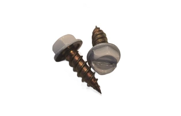 1000 Count White Painted Premium Rain Gutter Screws #8 x 1/2" Long, Zinc Plated, Corrosion Resistant, Self Tapping, Self Starting, Downspout, Sheet Metal Zip Screws, Slotted Hex Head