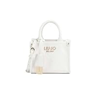 Liu Jo Borsa a Mano, 18 x 14,5 x 10,5 cm, Similpelle Bianca con Logo Metallico, Tracolla Regolabile