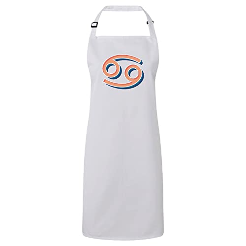 Tablier Cancer zodiaque blanc en coton premium pour la cuisine