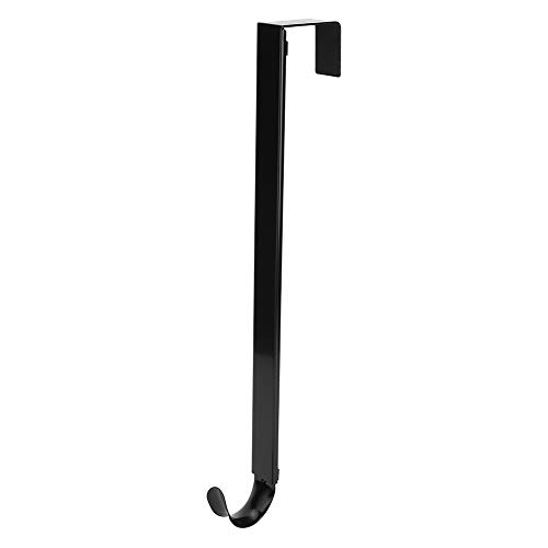 Culnflun Christmas Garland Hook, Metal Wrought Iron Christmas Garland Hook High Hardness 20lb Capacity Smooth Surface Adjustable Length for Doors Under 1.8in Thick (Telescopic Model-Black)