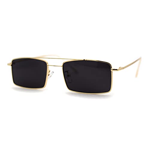 SA106 Pimp Daddy Narror Rectangle Metal Rim Double Bridge Sunglasses