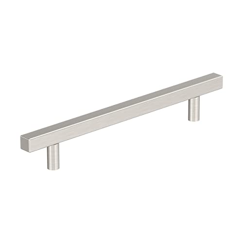 Image of Amerock 10 Pack 6-5 /16 inch Bar Pulls Square Satin Nickel Drawer Pull
