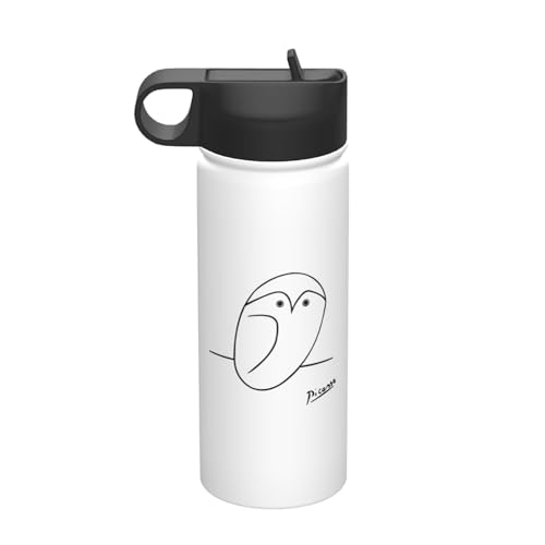 魔法瓶 ピカソ ふくろうの絵 水筒 530ml タンブラー ステンレスボトル コーヒーカップ ウォーターボトル ストロー付き 大容量 真空断熱 保温保冷 子供 通勤 通学 登山 旅行 スポーツ かわいい おしゃれ プレゼント