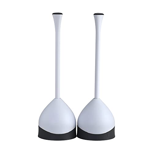 Clorox Toilet Plunger with Hideaway Caddy, Set of 2 – for Bathroom Organization and Storage, Bathroom Accessories, Toilet Unclogger, with Holder, White