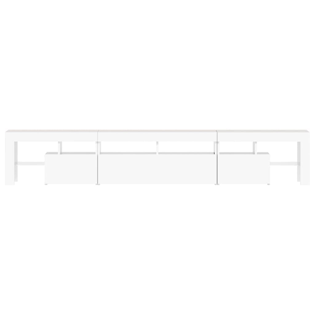 Mobile Porta TV 230 cm con LED Mobile TV Soggiorno 230 cm Armadio per TV Armadietto e Ripiani -Bianco-230 cm