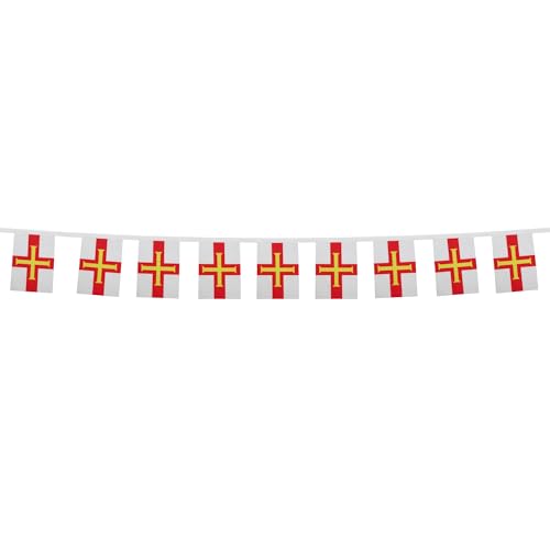 Image of AZ FLAG Guernsey 6 meters BUNTING Flag 20 flags 9'' x 6'' - British STRING flags 15 x 21 cm