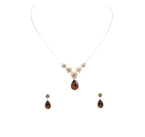 Image of Faship Gorgeous Rhinestone Crystal Floral Necklace Earrings Set