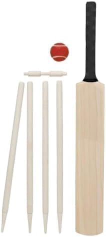 FAMBIZ Wooden Cricket Set For Kids, Lightweight Bat, Soft Practice Ball, Outdoor Play, Easy Grip Handle, Encourages Active Play, Teamwork, Coordination, Physical Fitness, Indoor & Outdoor Play,