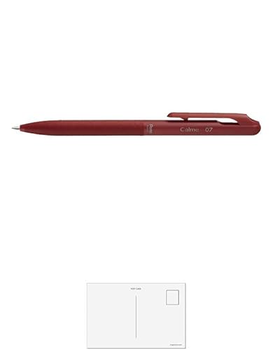 ぺんてる カルムCalme 油性ボールペン 軸色:レッド 0.7mm インク色:赤 BXA107B-B + 画材屋ドットコム ポストカードA