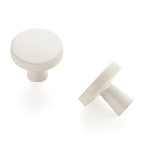 Image of Ravinte 30 Pack Drawer Pulls 1-1 /4 Inch Kitchen Cabinet Knobs White Solid Round Dresser Knobs Simple Cabinet Hardware for Cupboard Drawer Handles
