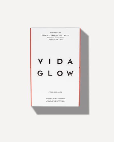 Vida Glow - Bolsas de colágeno marino hidrolizado natural | Promueve la piel brillante + suaviza las líneas finas (melocotón, 30 bolsas)
