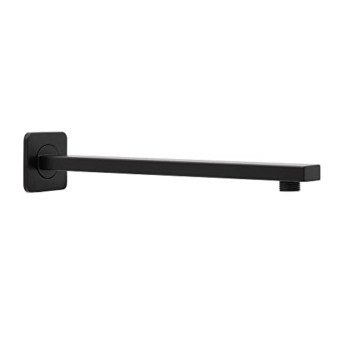 Braccio doccia a parete nero opaco, in acciaio 30 cm per soffione doccia, universale (Quadrato)