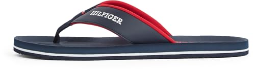 Tommy Hilfiger Herren Flip Flops Padded Comfort Sandal mit Logo, Blau (Desert Sky), 41