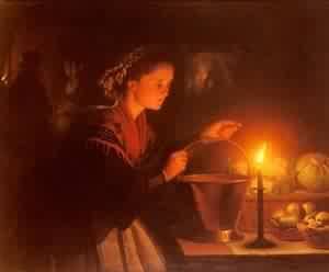 Peinture à l'huile tableau Petrus Van Schendel Market Scene Candlelight
