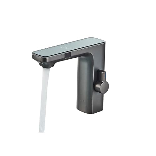 Robinet de cuisine anti-bactérien à capteur automatique et affichage digital gris
