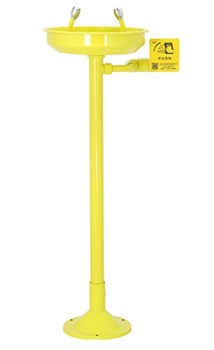 CGOLDENWALL Lavaojos de Emergencia 305mm Tazón de lavaojos de Gran Diámetro con Cabezales doble con Filtro & 12L/min Tampón de Flujo (Pedestal montado con pedal, revestimiento ABS)