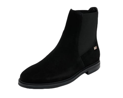 Tommy Hilfiger Girls’ Flag Suede Chelsea Boots, Black (Black), 3,5