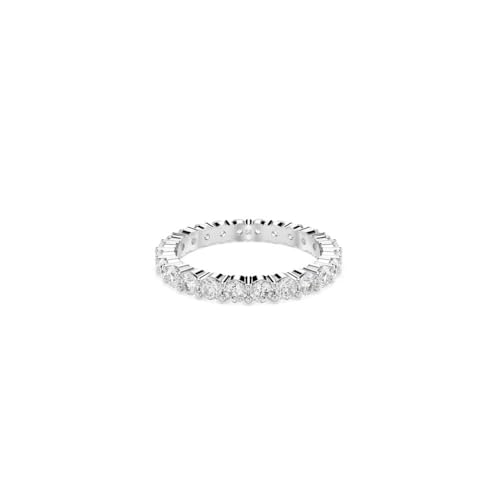Taglia: 50 Swarovski Matrix Anello Vittore, Gioiello Versatile per Occasioni Speciali con Zirconia Bianchi, Pietre Scintillanti a Taglio Round, Placcatura in Tonalità Color Argento, Taglia 50