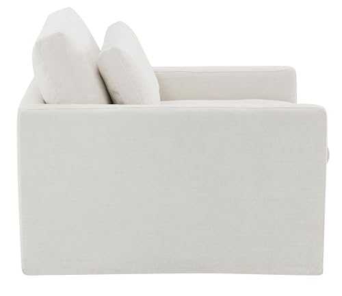 Sillón contemporáneo tapizado en tela color marfil miniatura 5