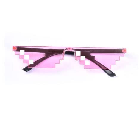 Kizrr Pinkish Orange Thug Life 8-Bit Pixel Pixelated Mosaic Sunglasses! Retro Geeky Gamer