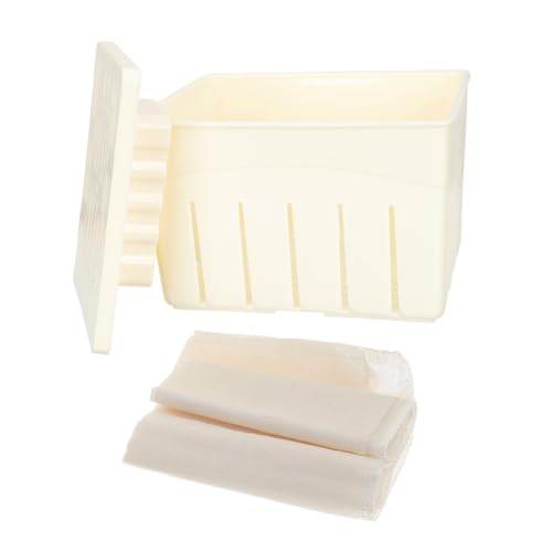 GRIRIW 1set Tofu Maker Press Mould Kitchen Tool for Straining Tofu Yogurt and Cheese Food Grade Filter Cloth and Pressing Board Included Compact Easy to Use